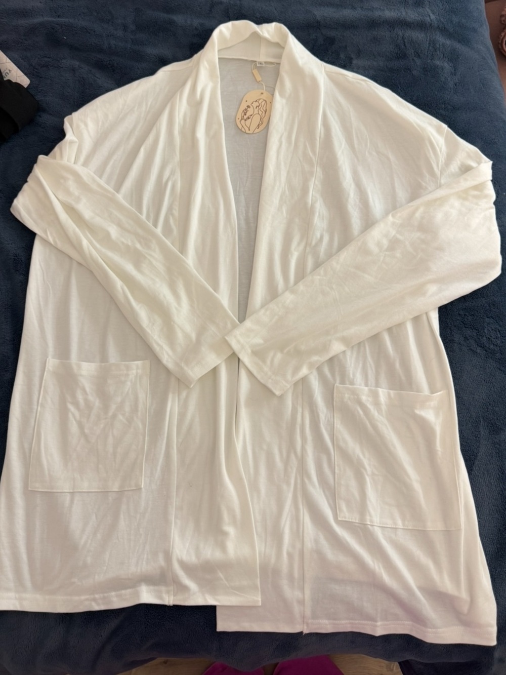 Lightweight Open Front White Cardigan